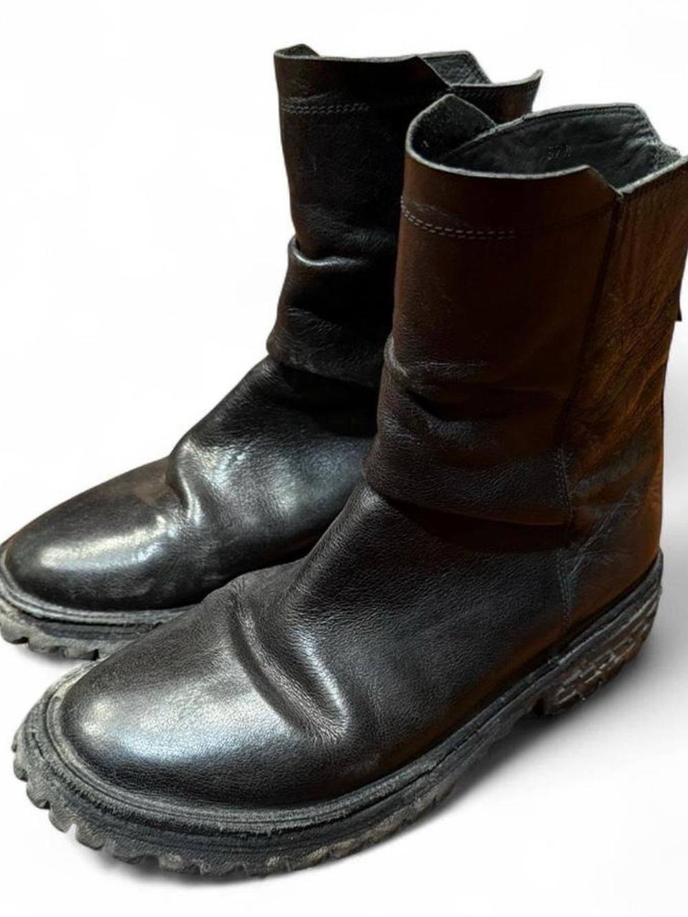 Moma Tronchetto Black Leather Ankle Combat Boots